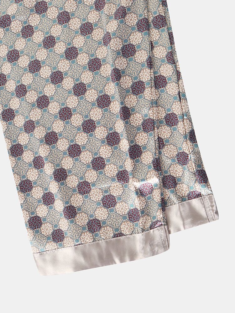 Pantalones Para Dormir De Salón En Casa Sueltos Ligeros Y Transpirables Con Estampado De Seda Para Hombre