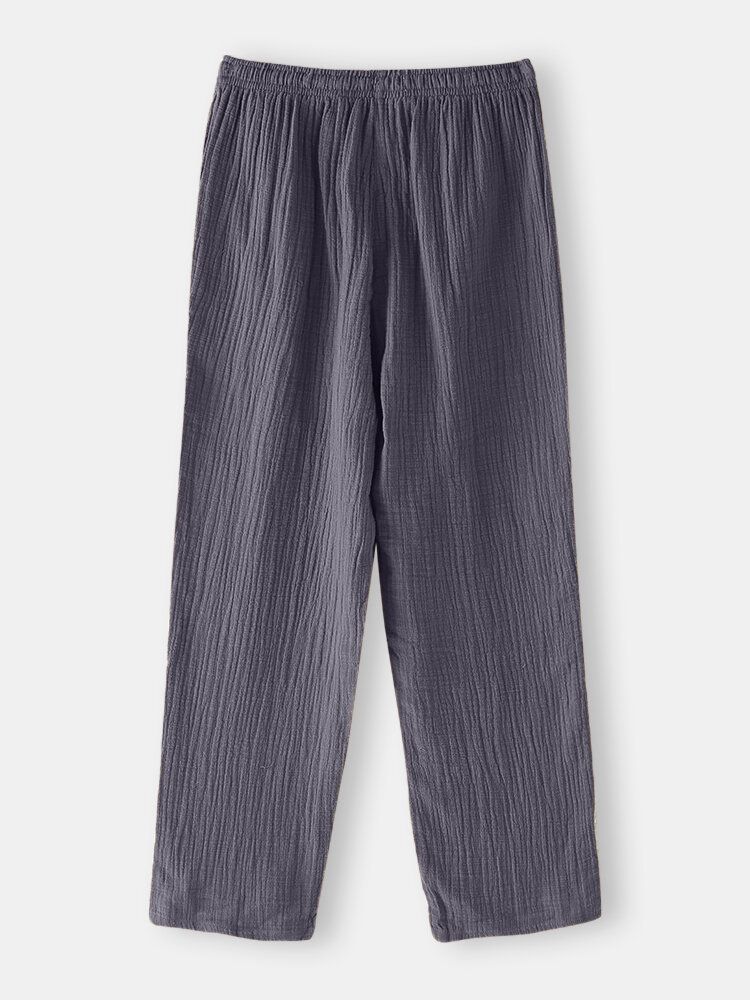 Pantalones De Pijama Con Cordón De Color Sólido Para Hombre De Algodón Con Bolsillo