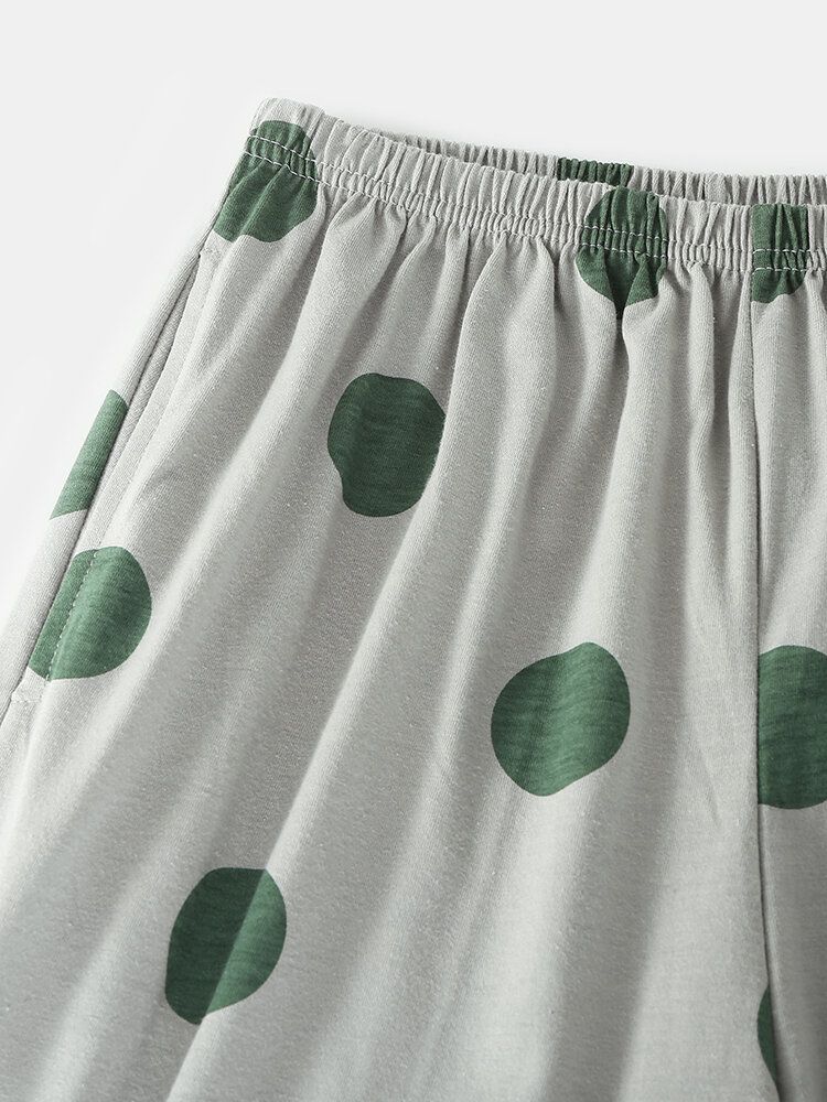 Pantalones Sueltos De Algodón Con Estampado De Lunares De Estilo Japonés Para Mujer Conjuntos De Pijamas De Talla Grande Para El Hogar