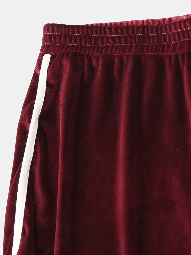 Sudadera Con Capucha De Bolsillo De Canguro De Terciopelo Sólido De Talla Grande Para Mujer Pantalones Cortos Sueltos Conjunto De Pijamas Casuales Para El Hogar