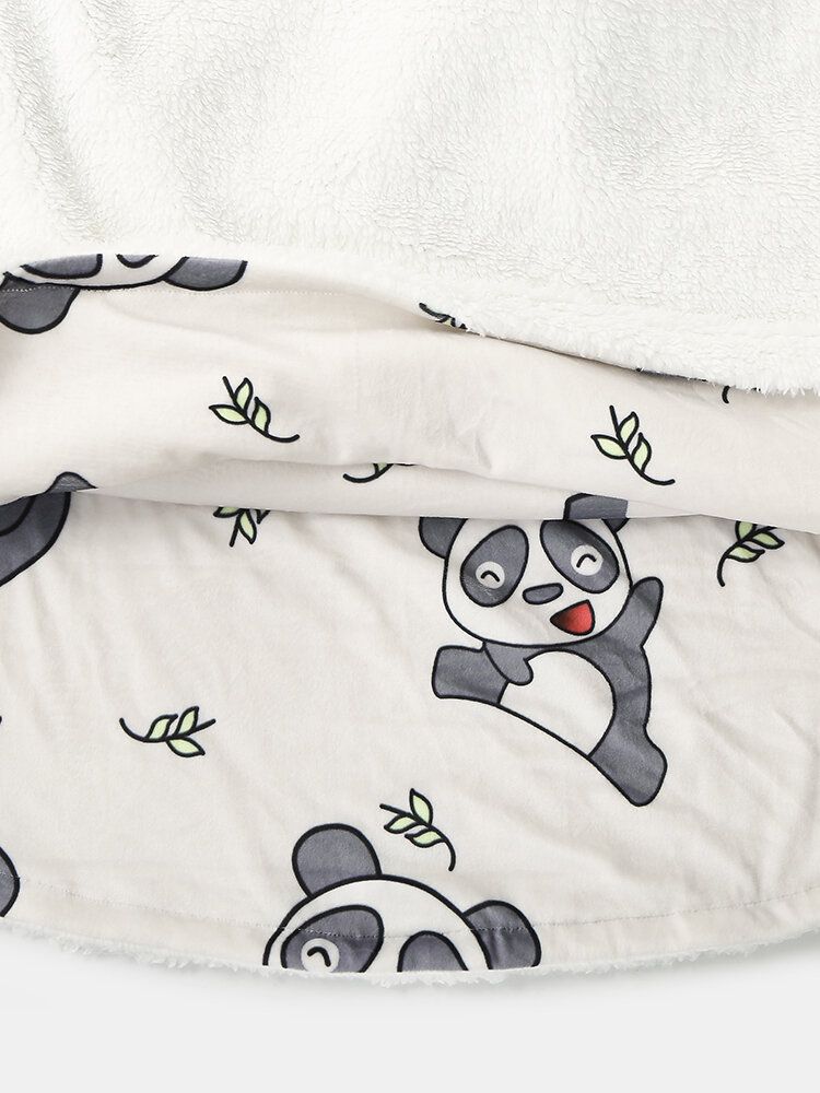 Sudadera Con Capucha De Manta Suelta Para El Hogar Con Forro Polar Con Estampado De Panda Lindo Para Mujer