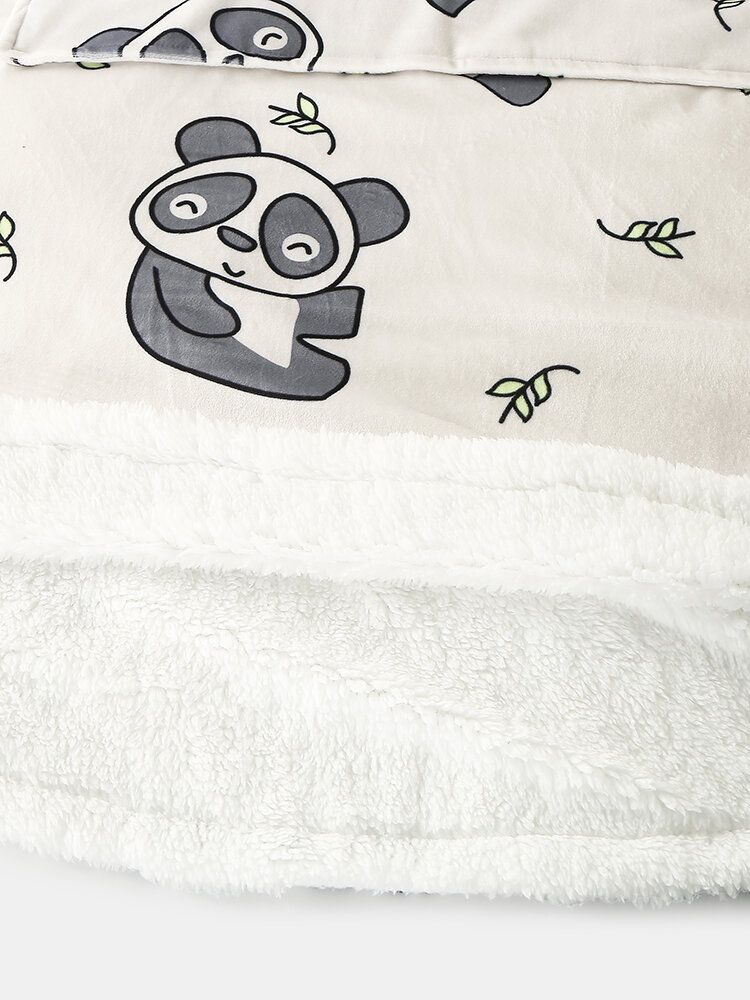 Sudadera Con Capucha De Manta Suelta Para El Hogar Con Forro Polar Con Estampado De Panda Lindo Para Mujer