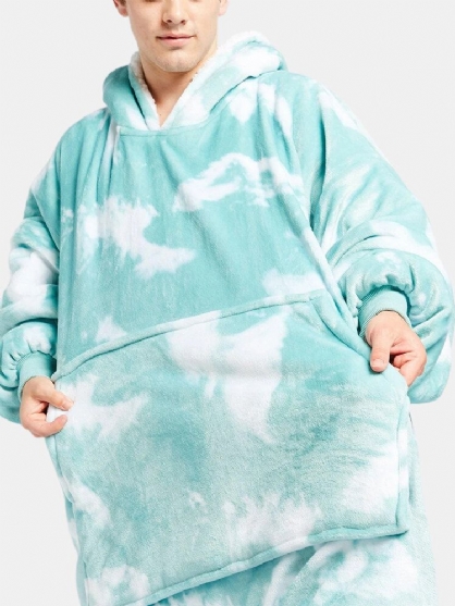 Sudadera Con Capucha De Manta Suelta Y Gruesa Con Forro Polar Con Efecto Tie-dye Para Hombre