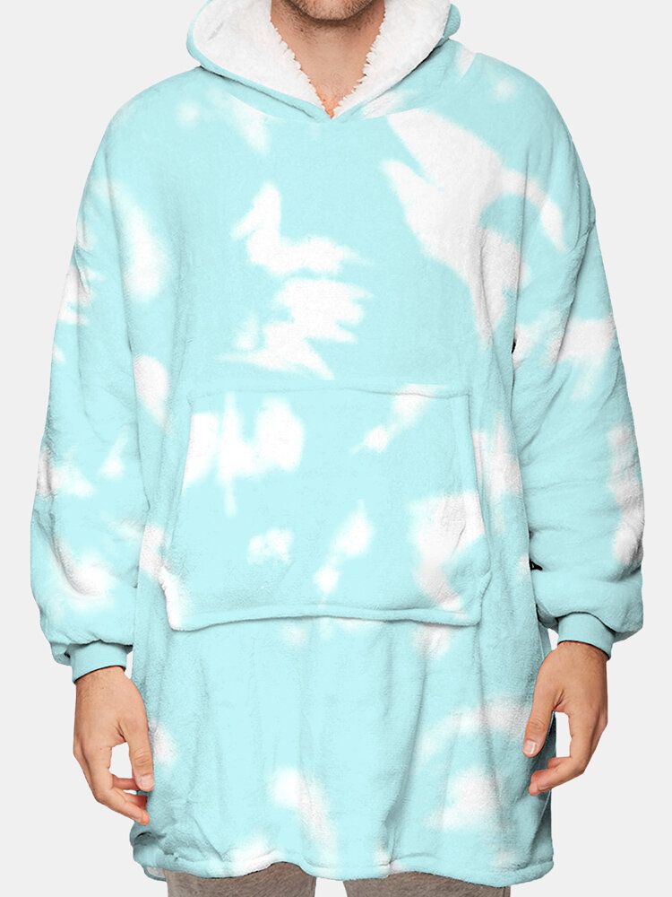 Sudadera Con Capucha De Manta Suelta Y Gruesa Con Forro Polar Con Efecto Tie-dye Para Hombre