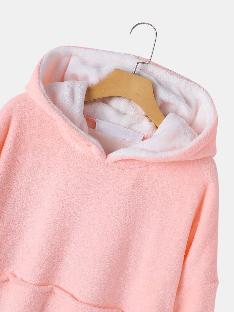 Sudadera Con Capucha Y Manta Gruesa De Franela Para Mujer Bata Extragrande Y Acogedora Con Bolsillo Grande