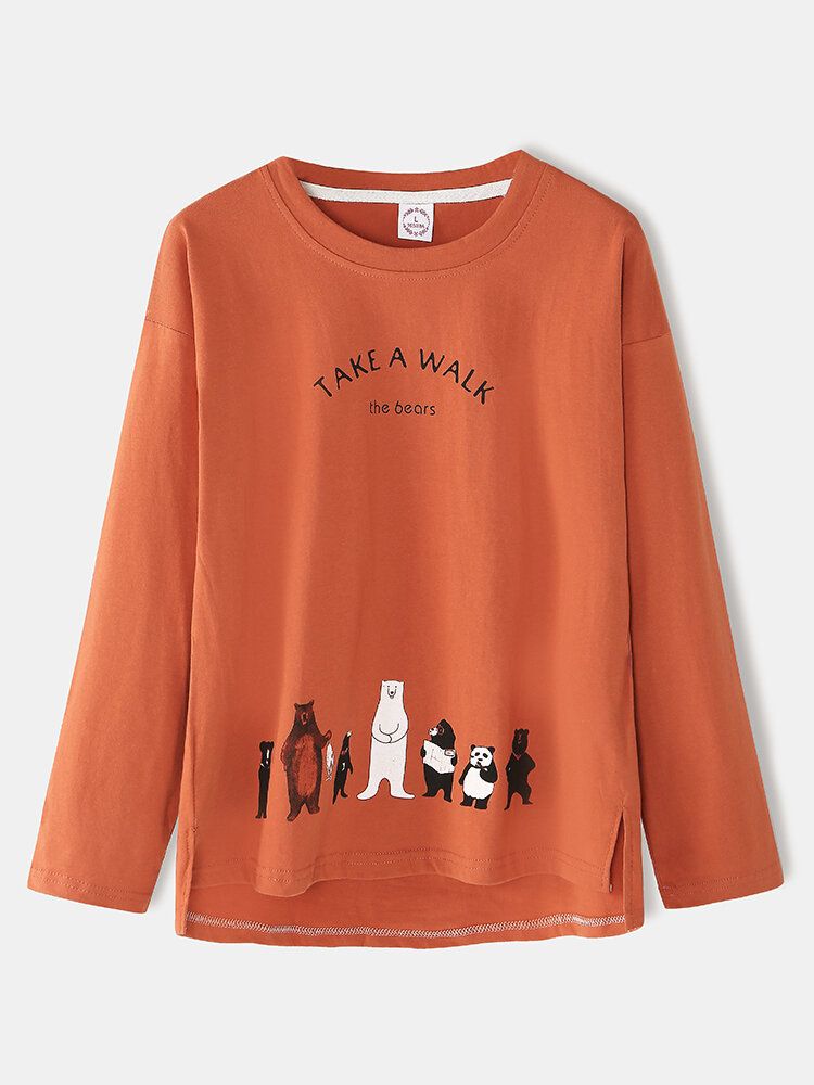 Sudaderas De Manga Larga Con Estampado De Letras Y Animales De Dibujos Animados Para Mujer Pantalones De Chándal A Rayas Conjunto De Pijama Para El Hogar