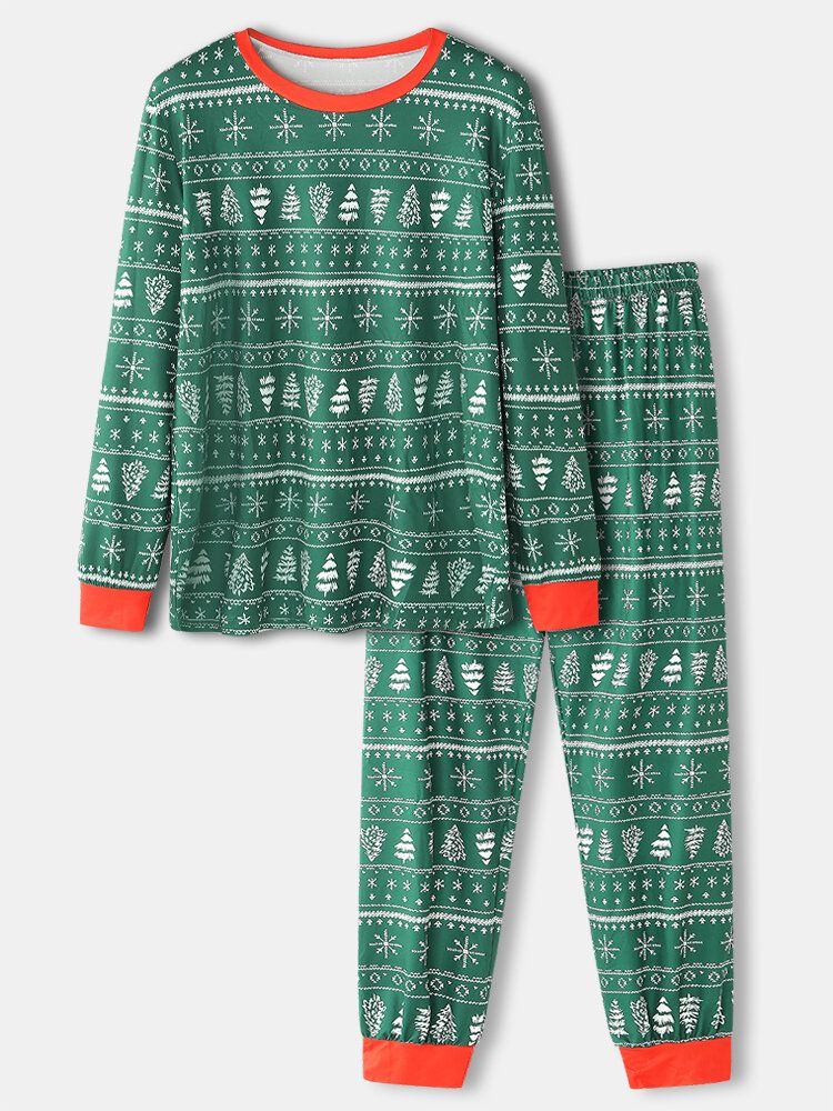 Sudaderas De Manga Larga Con Estampado Navideño Para Hombre Pantalones De Chándal Con Cintura Elástica Conjunto De Pijama Para El Hogar