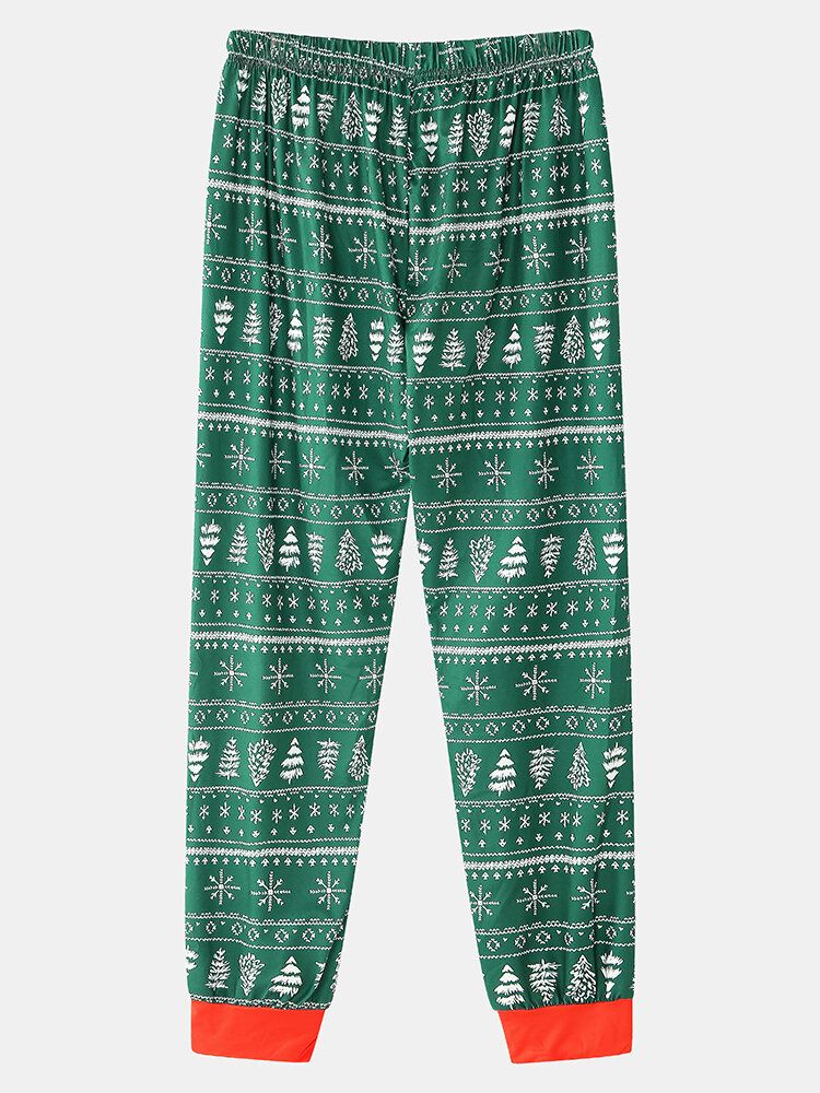 Sudaderas De Manga Larga Con Estampado Navideño Para Hombre Pantalones De Chándal Con Cintura Elástica Conjunto De Pijama Para El Hogar