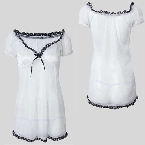 Vestido De Dormir De Pijama De Seda De Hielo Sexy De Talla Grande Correas De Tentación De Encaje Ropa De Dormir Para Mujer