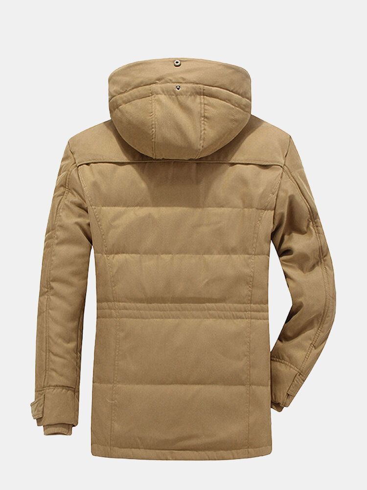 Parkas Con Capucha Casuales De Longitud Media De Invierno Cálido A Prueba De Viento De Lana Gruesa Para Hombre