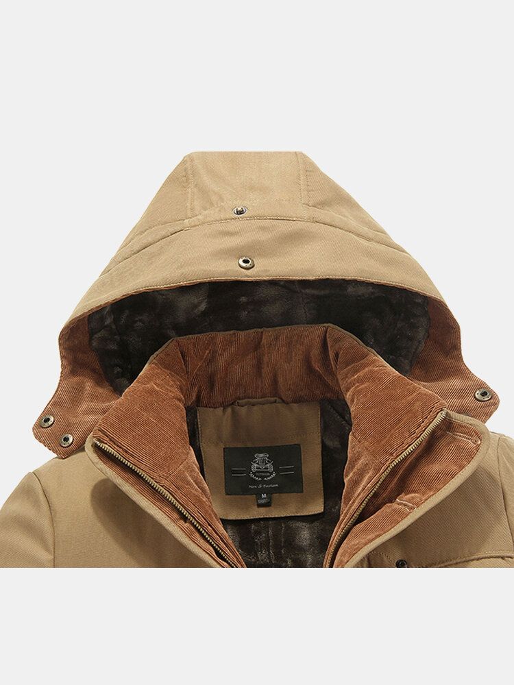 Parkas Con Capucha Casuales De Longitud Media De Invierno Cálido A Prueba De Viento De Lana Gruesa Para Hombre