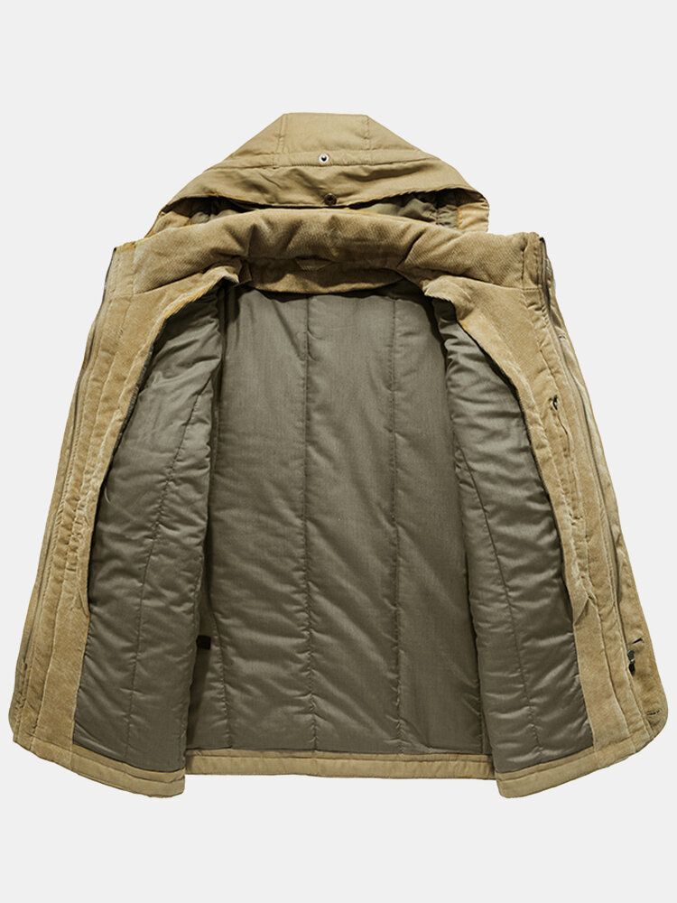 Parkas Con Capucha Informal Al Aire Libre De Dos Piezas Con Cordón Y Forro Polar Cálido Para Hombre