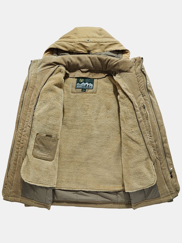 Parkas Con Capucha Informal Al Aire Libre De Dos Piezas Con Cordón Y Forro Polar Cálido Para Hombre