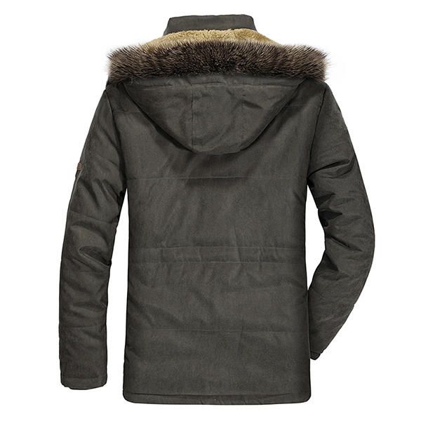 Winter Velvet Plus Chaqueta Gruesa Y Cálida A Prueba De Viento Con Capucha Para Exteriores Para Hombres