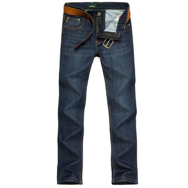 Casual Business Straight Leg Primavera Verano Algodón Transpirable Basic Jeans Largos Para Hombres