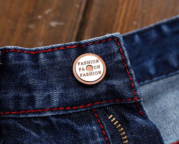 Fashion Coolest Vintage Holes Piernas Rectas Jeans Lavados A La Piedra Para Hombres