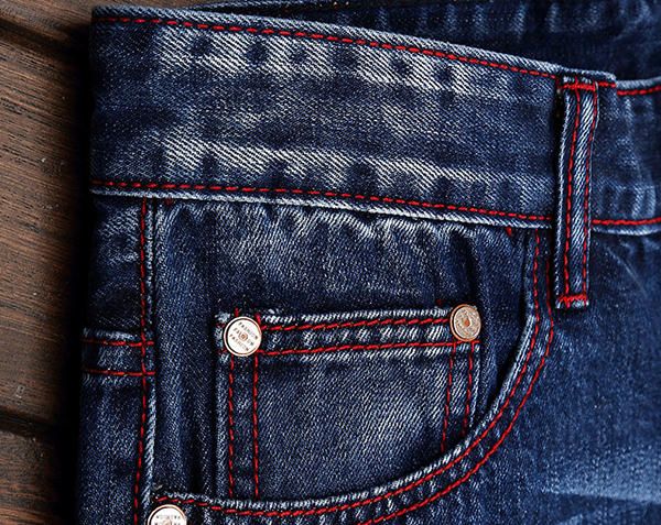 Fashion Coolest Vintage Holes Piernas Rectas Jeans Lavados A La Piedra Para Hombres