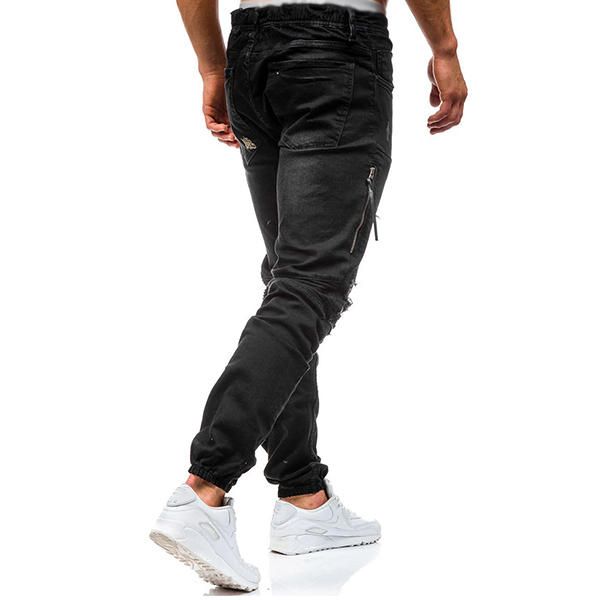 Jeans Desgastados Desgastados Con Agujeros Rasgados Lavados Con Estilo Biker Para Hombres