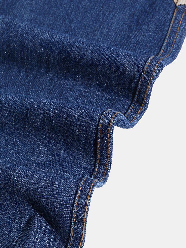 Jeans De Jogging Sueltos Con Cintura Elástica Y Multibolsillos Para Hombre