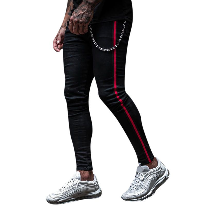 Pantalones Casuales Delgados Con Rayas Transpirables Deportivas Para Hombre