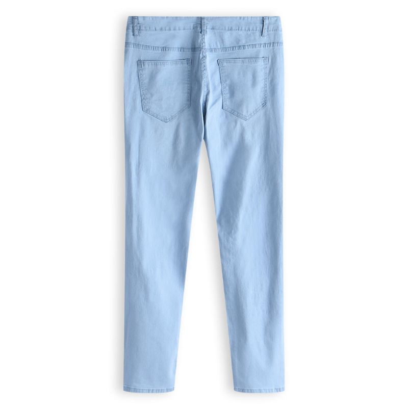 Pantalones De Mezclilla Para Hombre Agujeros Jeans De Tiro Medio De Moda Delgada