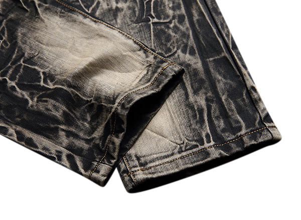 Pantalones Vaqueros Lavados A La Piedra Con Alas Bordadas Con Agujeros Vintage Casuales Para Hombres