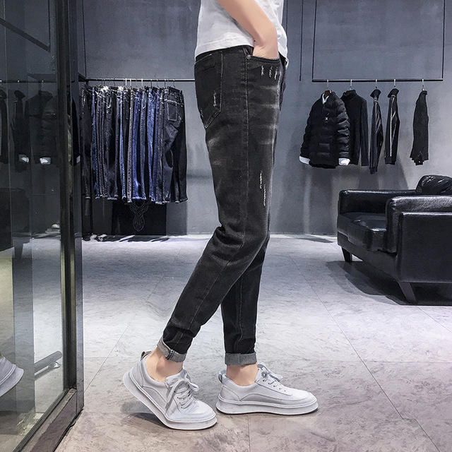 Season New Elastic Men Jeans Casual Slim Feet Pants Trend Pantalones Largos Para Hombres