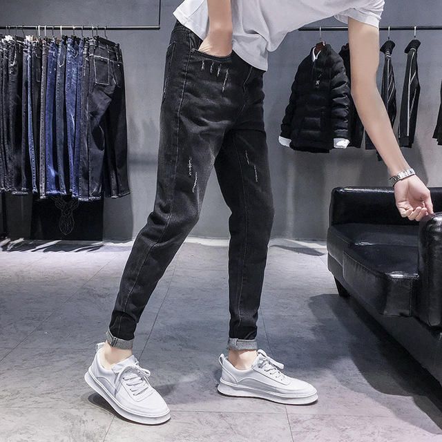 Season New Elastic Men Jeans Casual Slim Feet Pants Trend Pantalones Largos Para Hombres