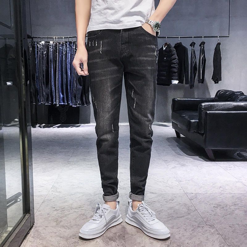 Season New Elastic Men Jeans Casual Slim Feet Pants Trend Pantalones Largos Para Hombres