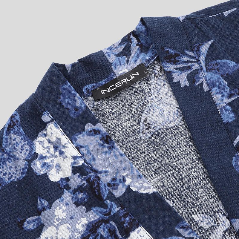 Cárdigan Floral De Estilo Japonés Para Hombre Kimono Abrigo Suelto Chaqueta De Kimono Yukata Robe