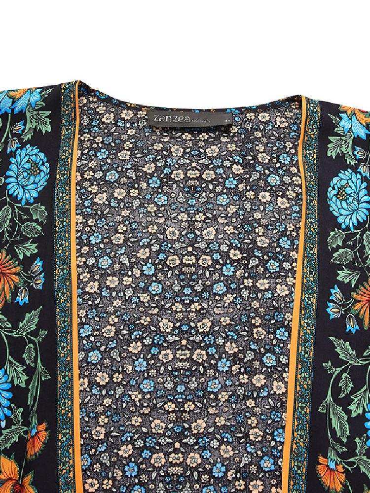 Cárdigan Largo De Manga Larga Bohemio Vintage Con Estampado Floral Para Mujer