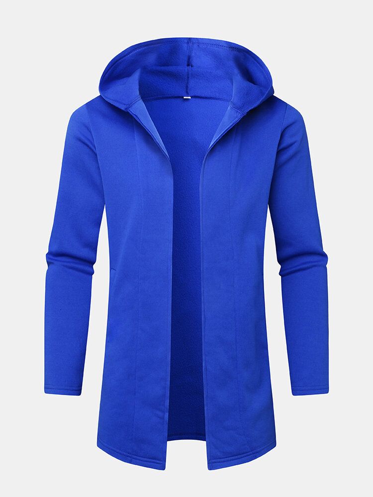 Cardigans Con Capucha De Manga Larga Con Frente Abierto Azul Para Hombre