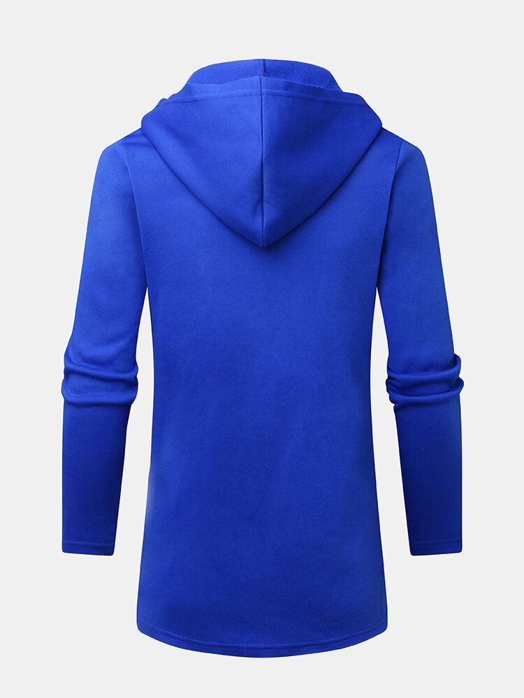 Cardigans Con Capucha De Manga Larga Con Frente Abierto Azul Para Hombre