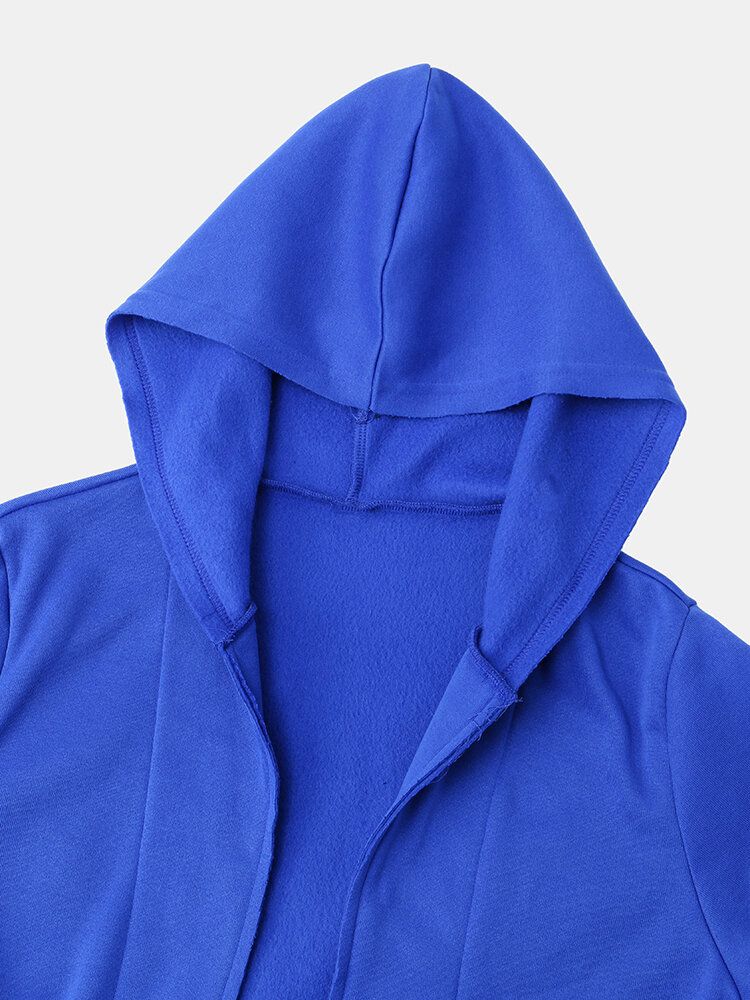 Cardigans Con Capucha De Manga Larga Con Frente Abierto Azul Para Hombre