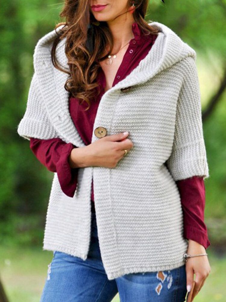 Cardigans Con Capucha De Punto Sueltos Casuales Para Mujer