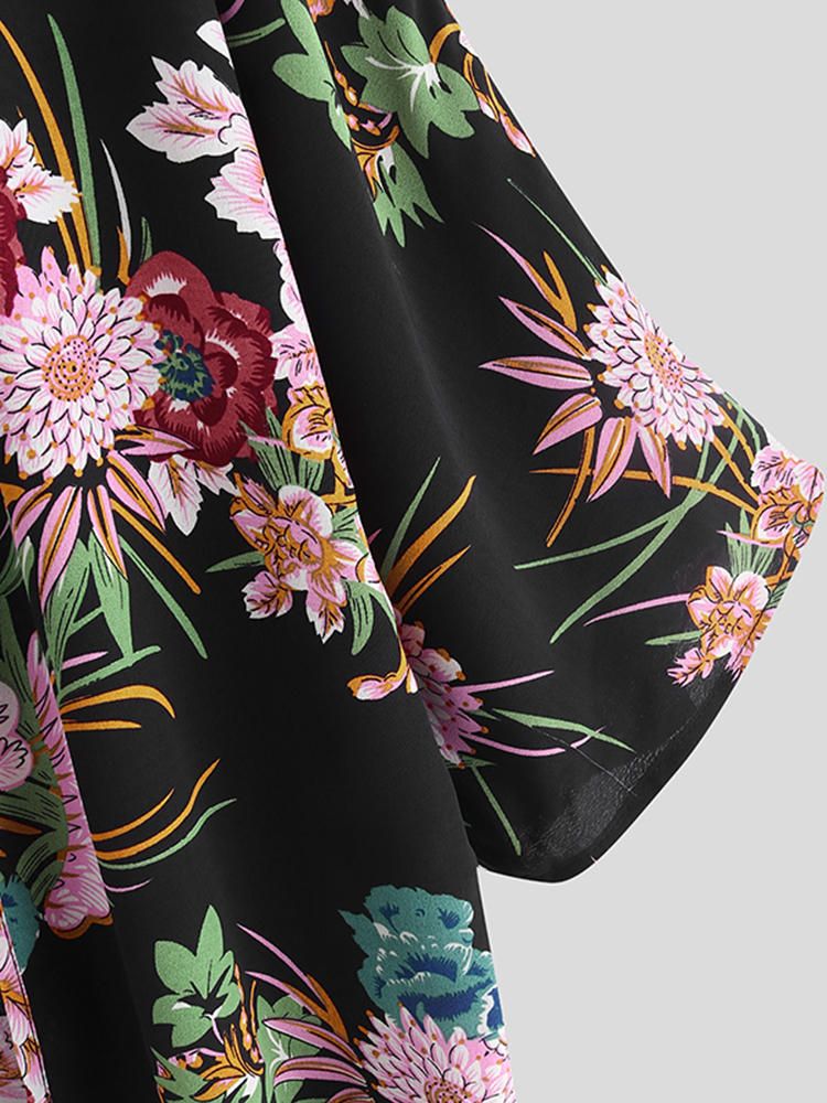 Cárdigans De Manga 3/4 Con Estampado Floral Informal Para Mujer