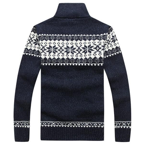 Suéter De Cuello Alto Grueso Cálido De Invierno Cárdigans De Jacquard Con Cremallera De Punto Informal Para Hombre