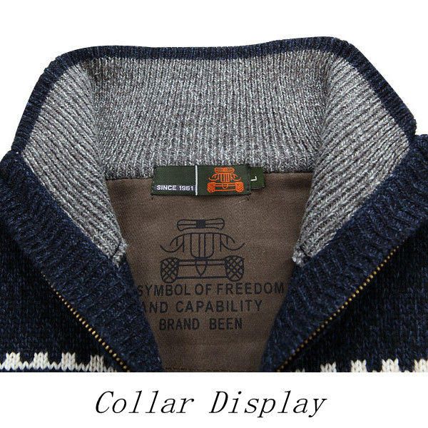 Suéter De Cuello Alto Grueso Cálido De Invierno Cárdigans De Jacquard Con Cremallera De Punto Informal Para Hombre