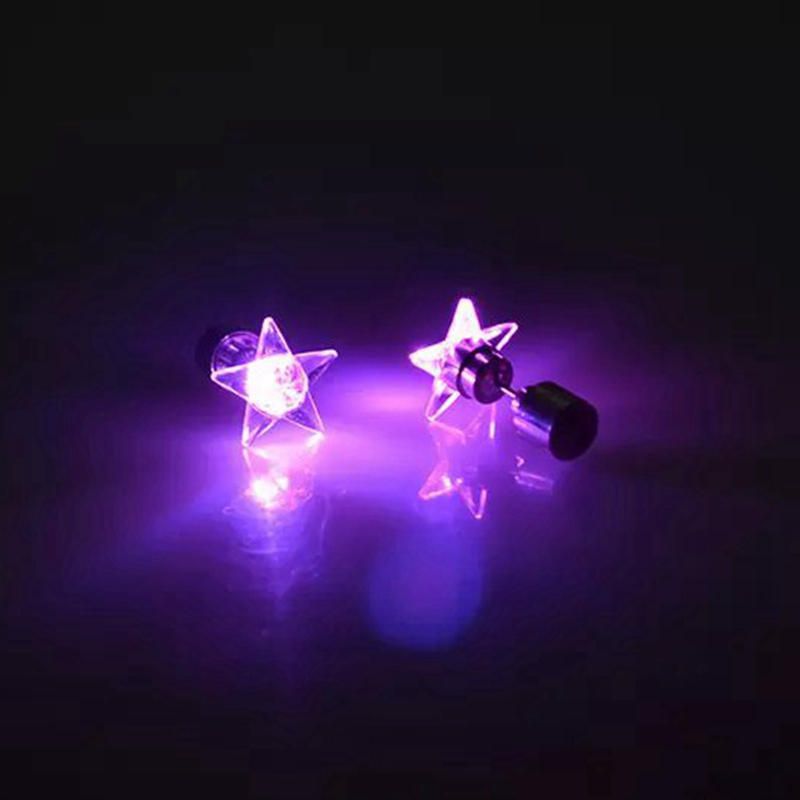 1 Par De Atractivos Pendientes Led Iluminados Con Forma De Estrella Brillante Para Mujer Regalo De Navidad