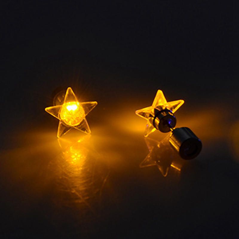 1 Par De Atractivos Pendientes Led Iluminados Con Forma De Estrella Brillante Para Mujer Regalo De Navidad