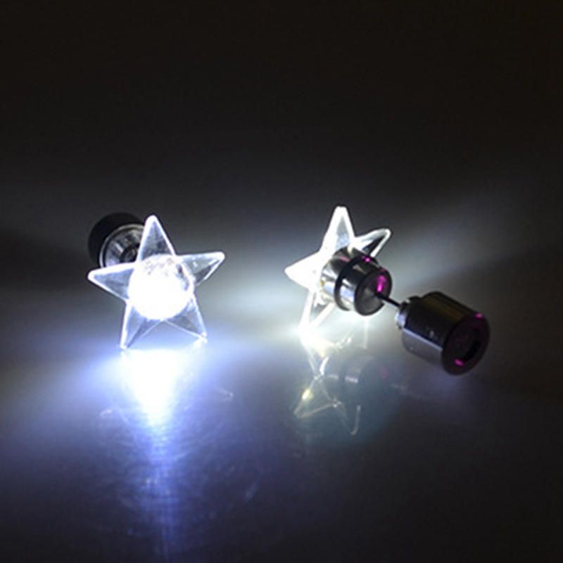 1 Par De Atractivos Pendientes Led Iluminados Con Forma De Estrella Brillante Para Mujer Regalo De Navidad