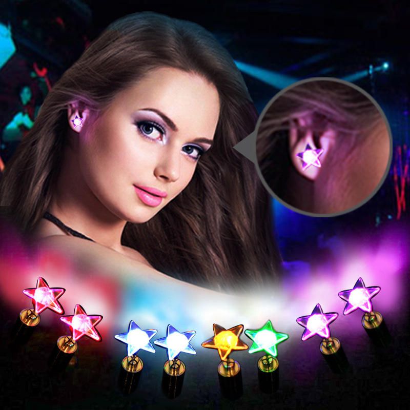 1 Par De Atractivos Pendientes Led Iluminados Con Forma De Estrella Brillante Para Mujer Regalo De Navidad