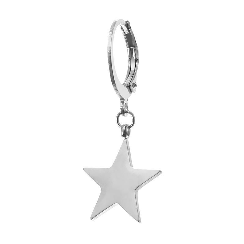 1 Pieza De Acero De Titanio Estilo Simple Colgante De Estrella Pendientes De Moda Para Hombres