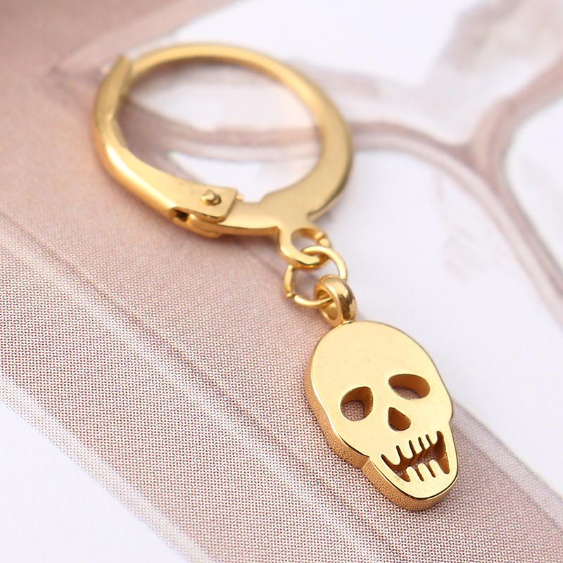 1 Pieza Pendiente De Acero De Titanio Pendiente De Calavera Punk Pendientes De Aro De Acero Inoxidable 316l Para Hombres Y Mujeres