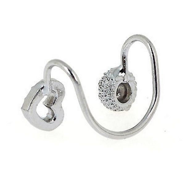 1pc Crystal Hollow Heart Pendiente Redondo Clip Ear Cuff Para Mujeres