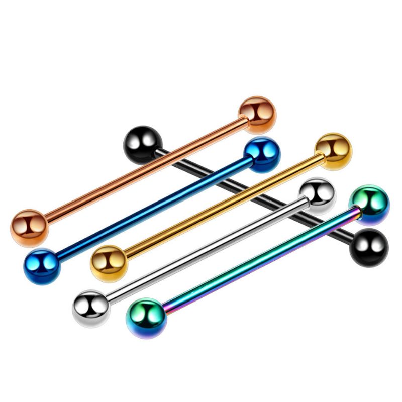 Agujeros De Oreja De Acero Inoxidable Multicolor De Moda Barbell Ear Stud Regalo Para Hombres Y Mujeres