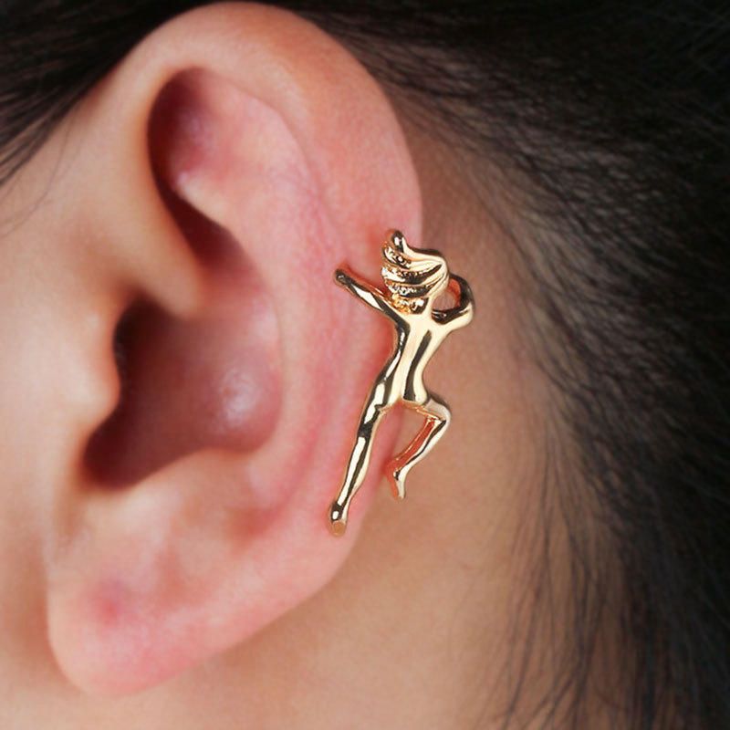 Figura Divertida Gimnasta Pendiente De Forma Humana Sin Piercing Clip De Oreja Pendientes De Moda Para Mujeres