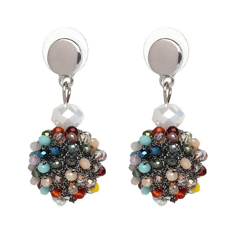 Joyería De Fiesta De Regalo Con Pendiente De Gota De Bola Micro Pave De Cuentas De Colores Únicas Para Mujeres Para Mujeres