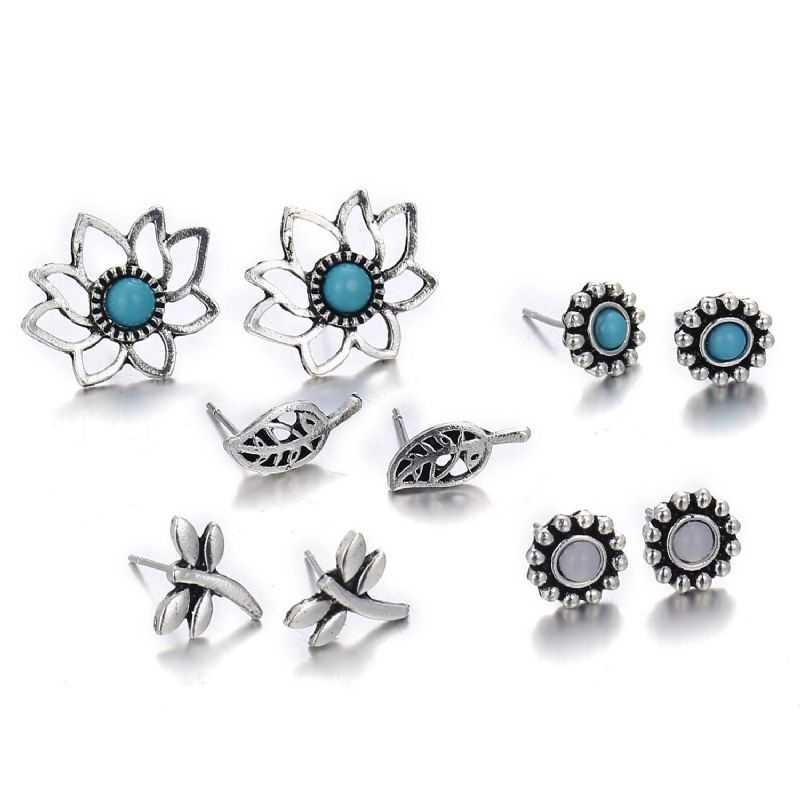 Juego De Pendientes De Hojas De Eucalipto De Moda 5 Pares De Pendientes De Talón De Oreja Para Joyería De Mujer