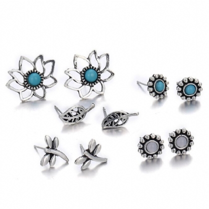 Juego De Pendientes De Hojas De Eucalipto De Moda 5 Pares De Pendientes De Talón De Oreja Para Joyería De Mujer